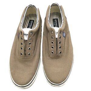 SPERRY- MENS TAN TOP SIDER SLIP ON LACELESS SNEAKER SHOE SIZE 11.5